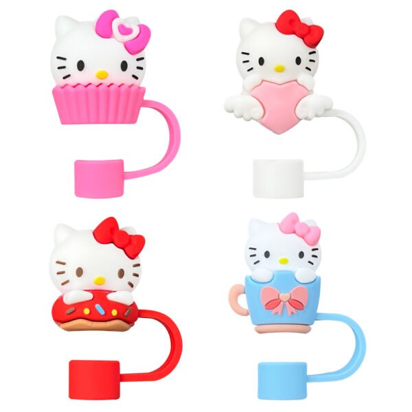 4 Pcs HelloKitty Straw Toppers Set