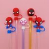 5 Pcs Spiderman Straw Toppers Set