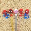 5 Pcs Spiderman Straw Toppers Set