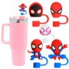 5 Pcs Spiderman Straw Toppers Set