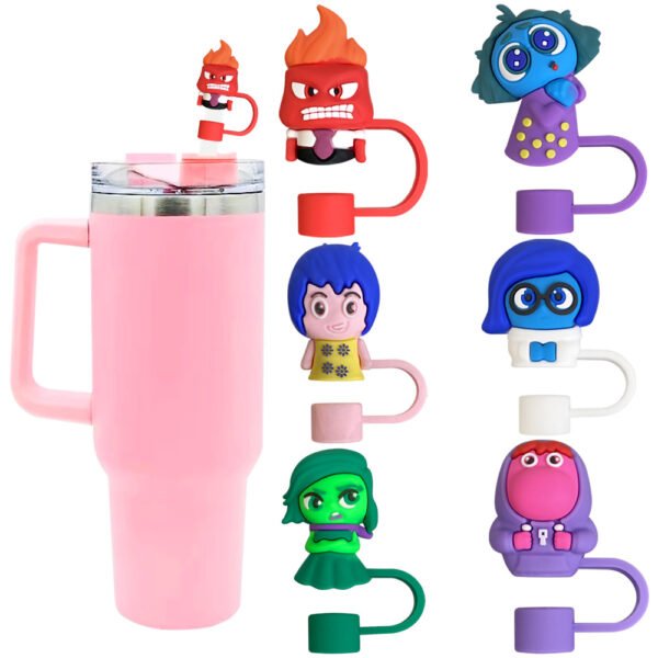 6 Pcs movie Inside Out Straw Toppers Set